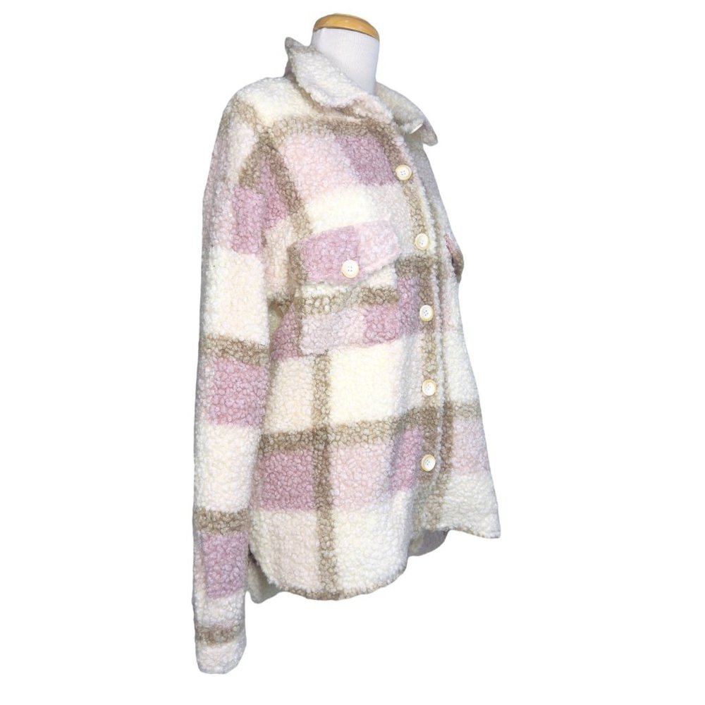 Mable Women's Sherpa Jacket Beige Pink & Brown Size M - Picture 4 of 14